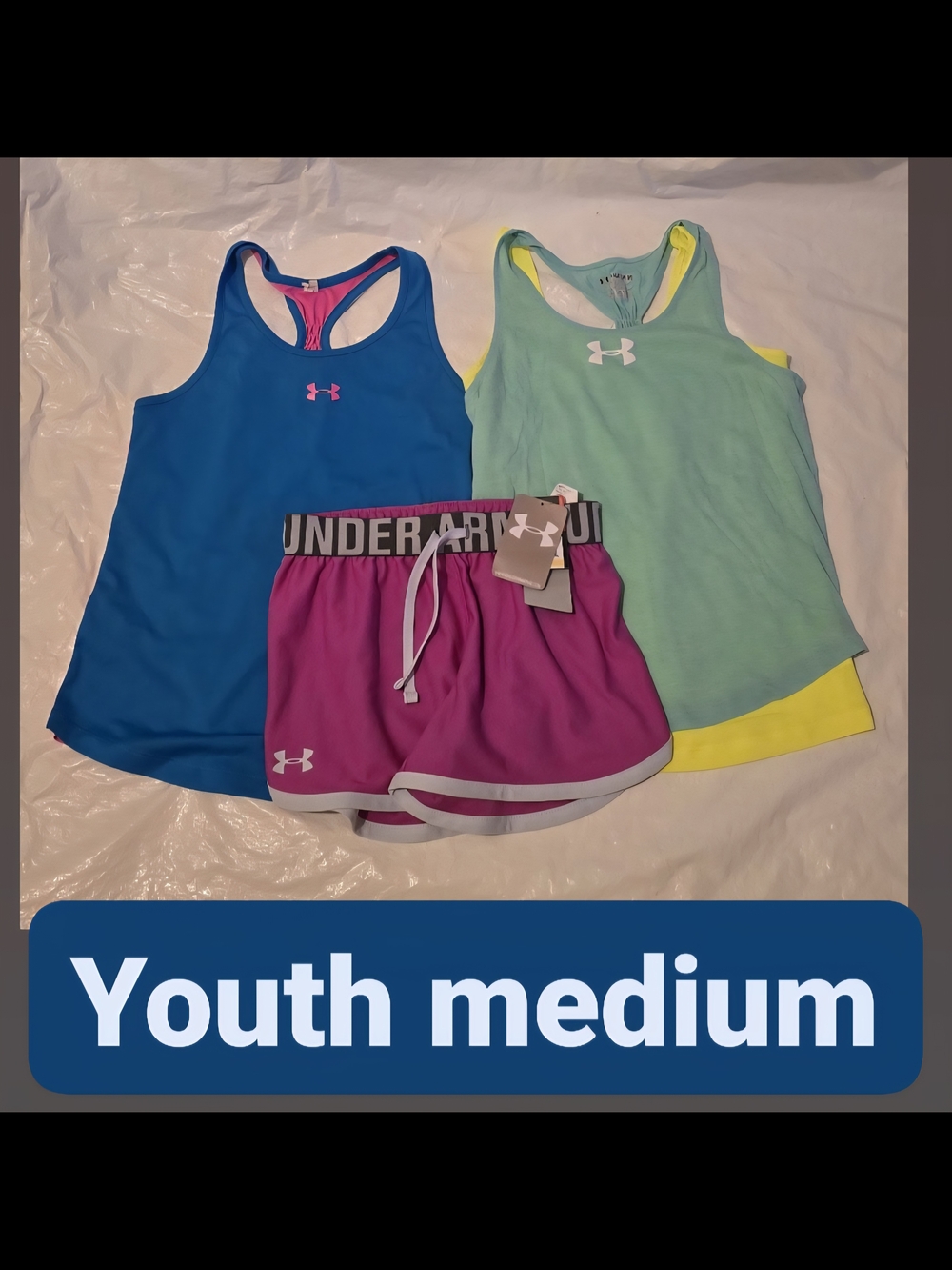 Under Armour Girls' Active Tank & Shorts Set - Blue, Mint & Pink